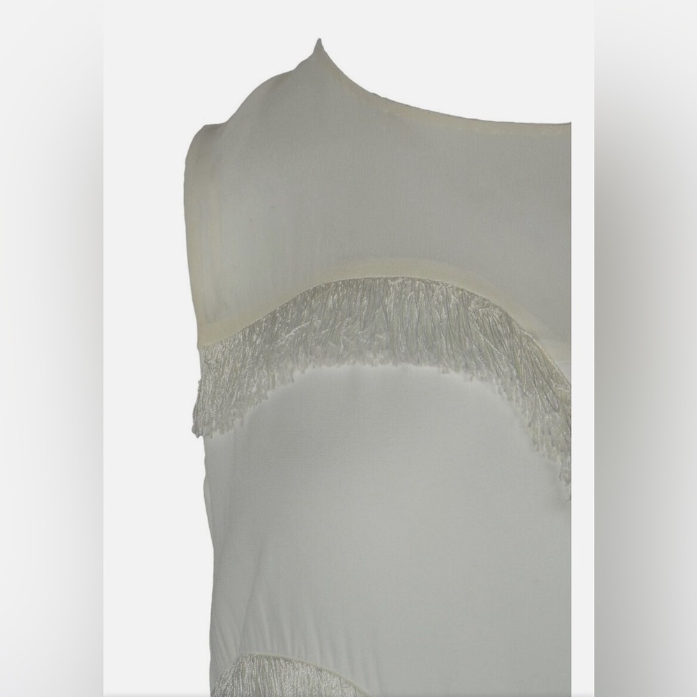 Sandro White/Cream Paris Rosalbla Fringe Tassel Mini Dress Size 1 - Picture 7 of 9